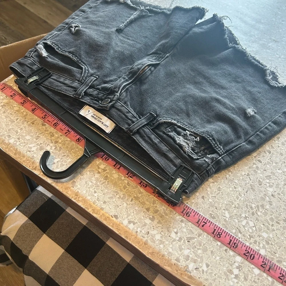 Just Black Denim Made In The USA Large distressed Raw Hew Shorts